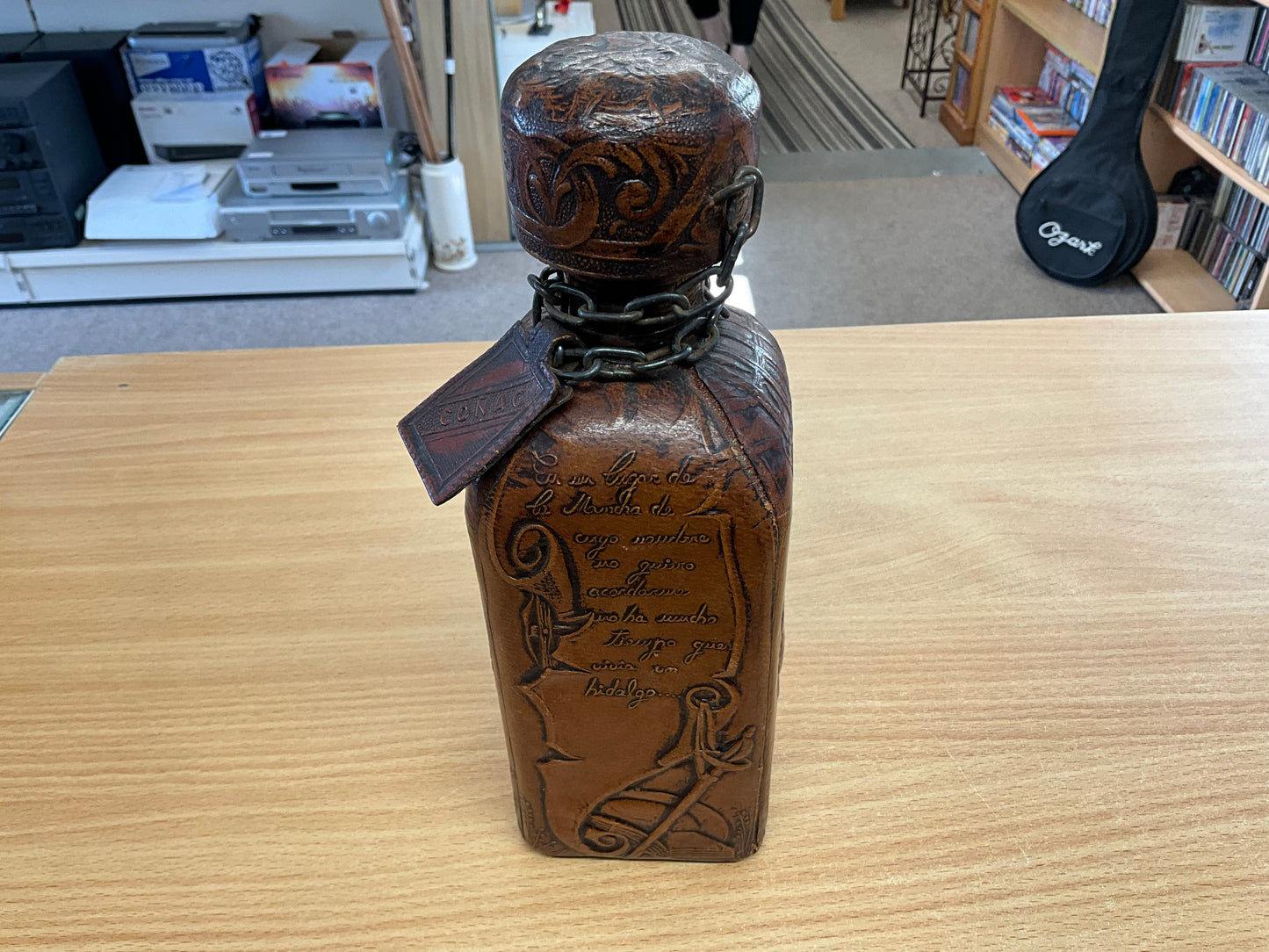 Leather Don Quixote Cognac Bottle